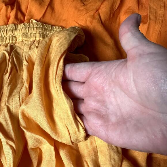 Flower Women Plus Size 2X Yellow Orange Fall Embroidered Button Front Maxi Skirt - Picture 6 of 9